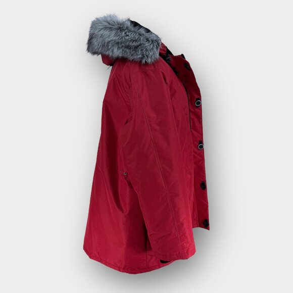 Mountain Ridge Mens 3XLT Red Winter Parka Faux Fur Hood - Picture 2 of 16